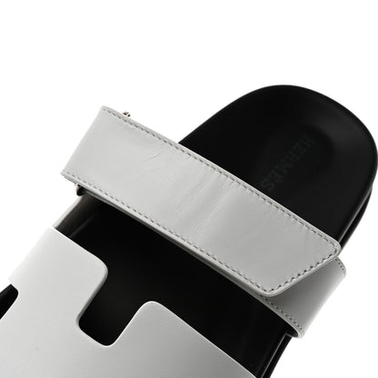 Hermes Calfskin Womens Chypre Sandals 37 White 6 of 10