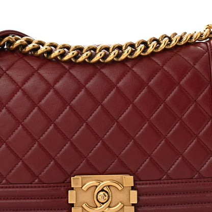 Chanel Lambskin Quilted Medium Boy Flap Dark Red 8 of 12