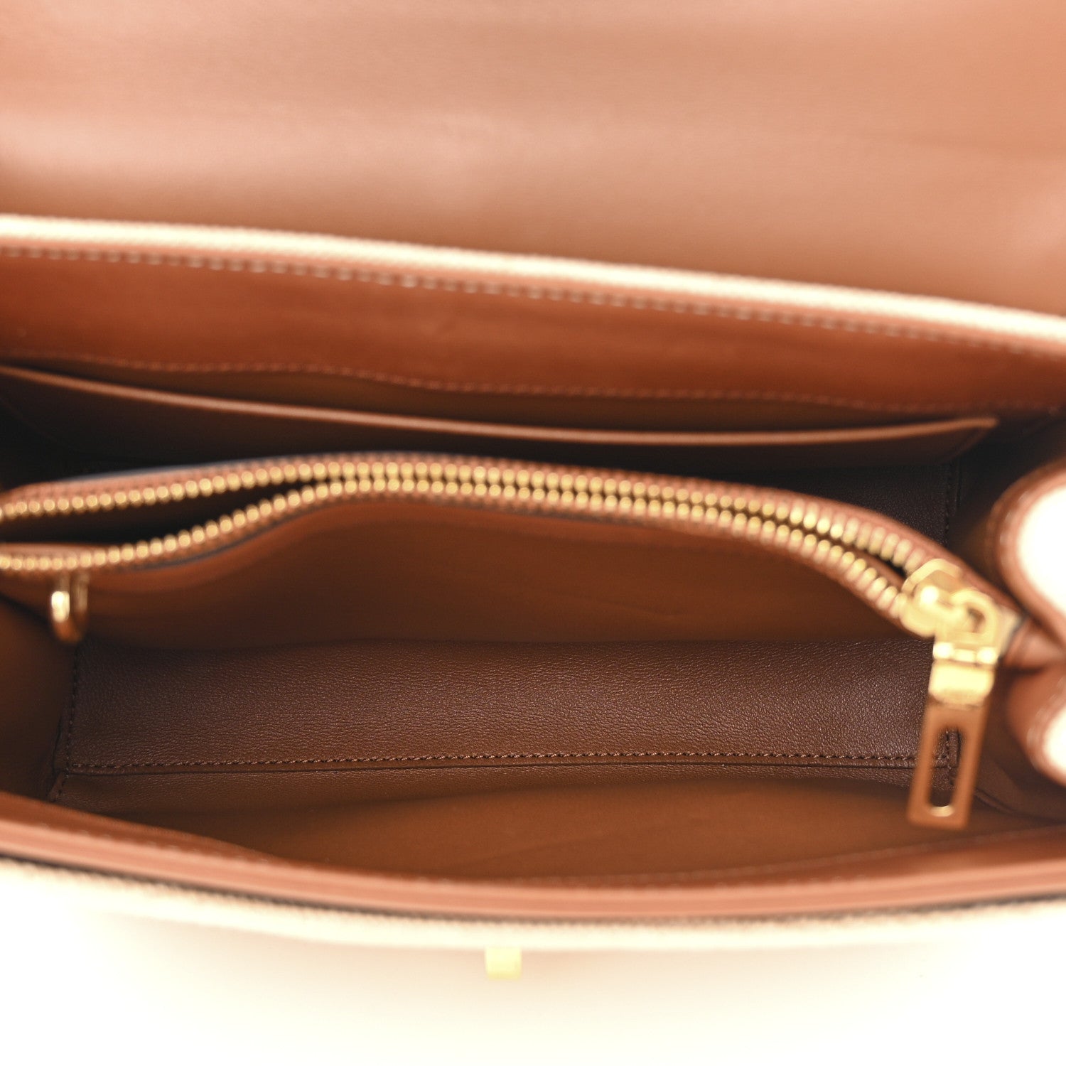 Celine Canvas Calfskin Small 16 Top Handle Bag Natural Tan 7 of 21