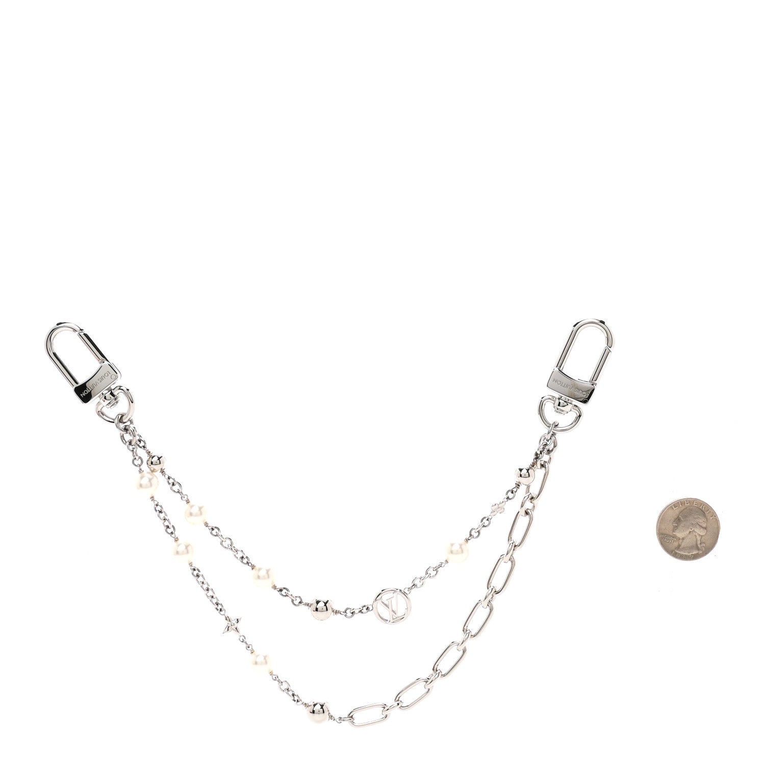 Louis Vuitton Metal Pearl Chain Midnight Bag Charm Silver 2 of 4
