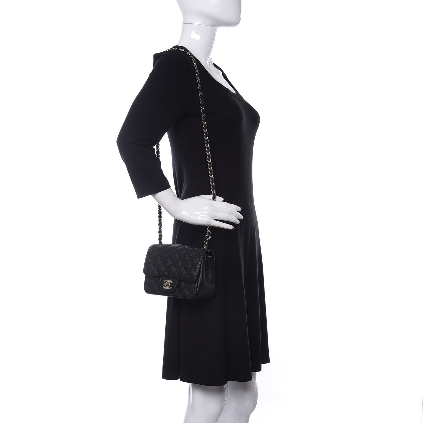 Caviar Quilted Mini Square Flap Black