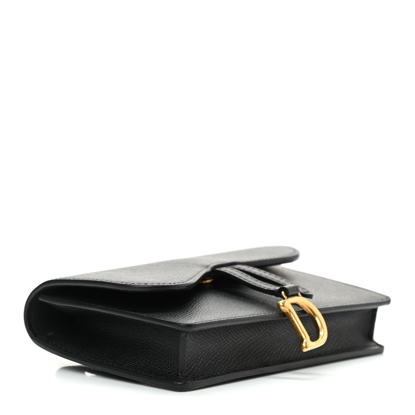 Grained Calfskin Saddle Belt Bag Black