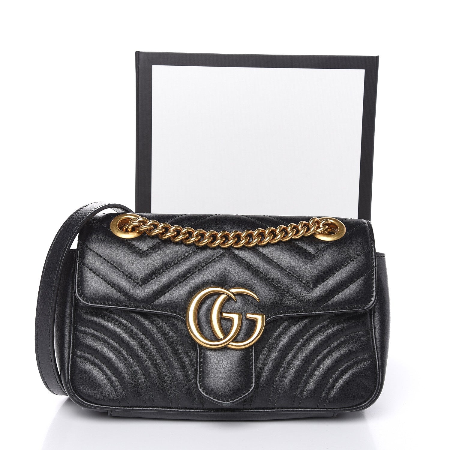 Gucci Calfskin Matelasse Mini GG Marmont Shoulder Bag Black 13 of 13