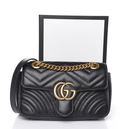 Gucci Calfskin Matelasse Mini GG Marmont Shoulder Bag Black 13 of 13