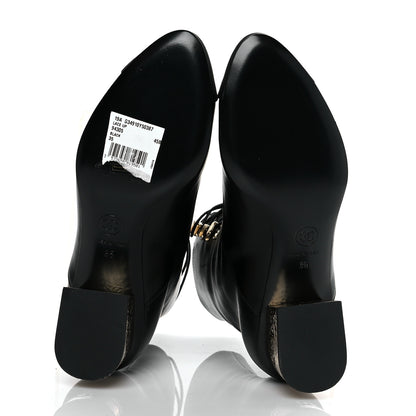 Chanel Lambskin Grosgrain Cap Toe Egyptian Amulet CC Lace Up Boots 35 Black 8 of 10
