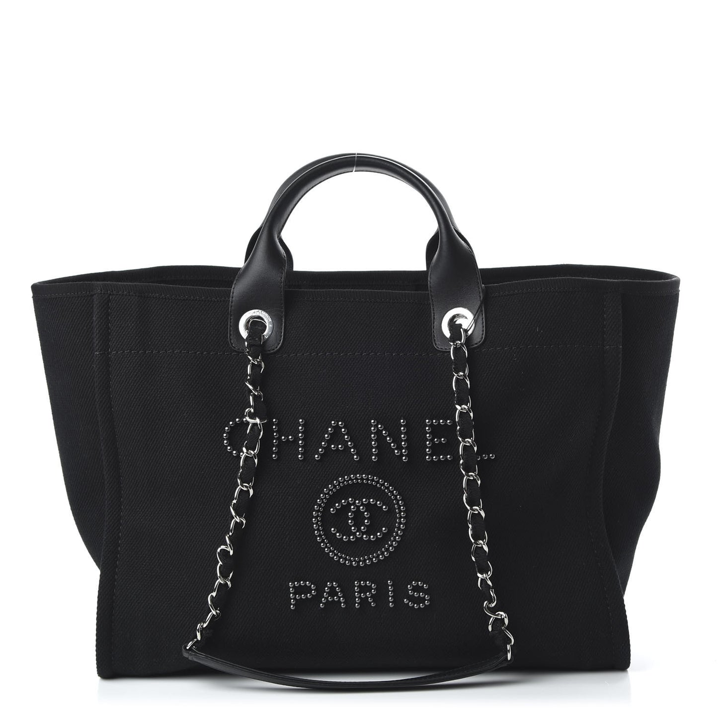 Canvas Pearl Medium Deauville Tote Black