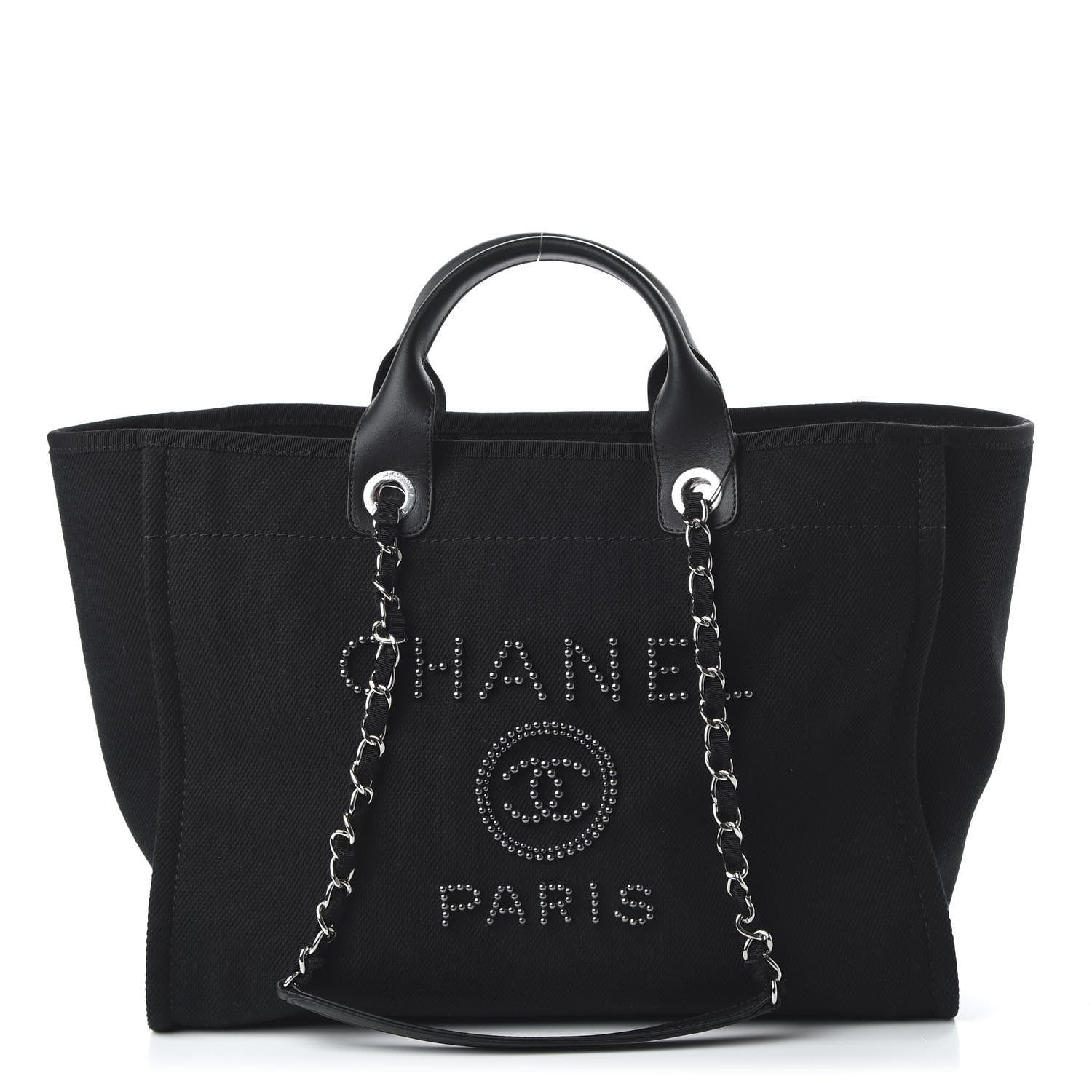 Chanel Canvas Pearl Medium Deauville Tote Black 1 of 9