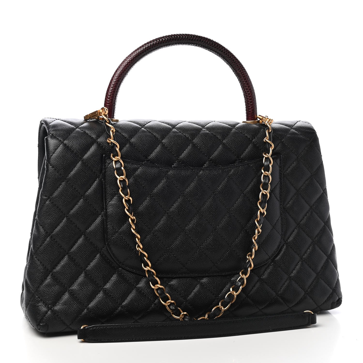 Chanel Caviar Lizard Quilted Medium Coco Handle Flap Black 3 of 9
