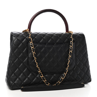 Chanel Caviar Lizard Quilted Medium Coco Handle Flap Black 3 of 9