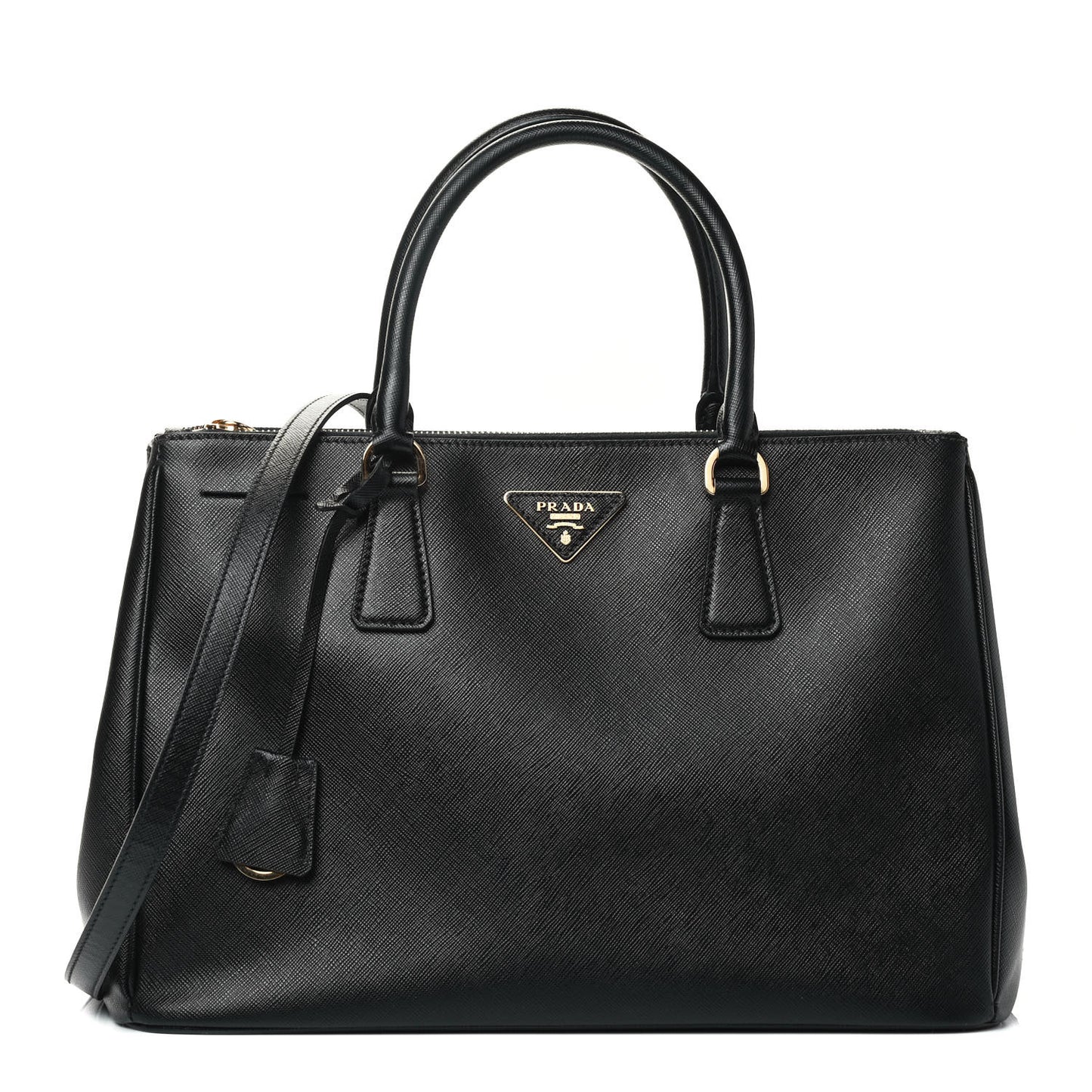 Saffiano Medium Galleria Double Zip Tote Black