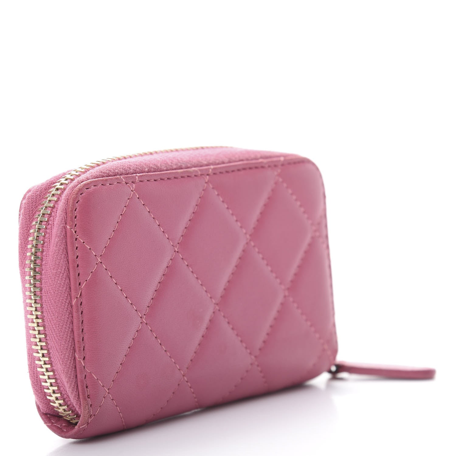 Chanel Lambskin Quilted Zip Around Coin Purse Wallet Pink 3 of 12