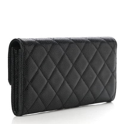 Chanel Caviar Quilted Large Gusset Flap Wallet Black 3 of 14