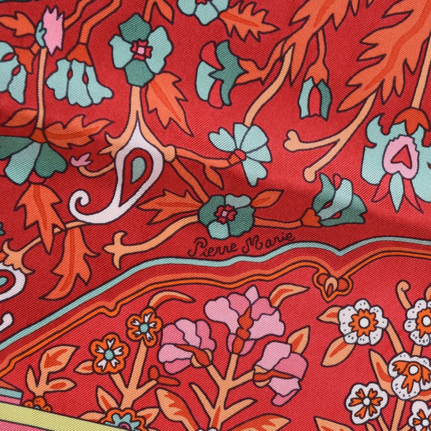 Hermes Silk Twill Tapis Persans Giant Plume Scarf 140 Framboise Turquoise Orange 4 of 10