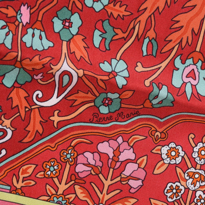 Hermes Silk Twill Tapis Persans Giant Plume Scarf 140 Framboise Turquoise Orange 4 of 10