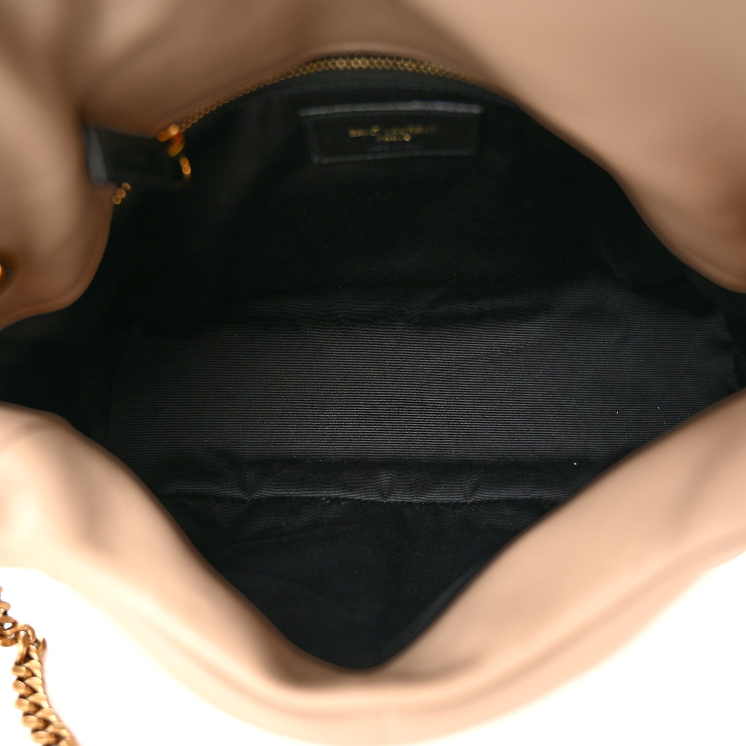 Saint Laurent Lambskin Quilted Small Loulou Puffer Monogram Chain Satchel Dark Beige 5 of 10