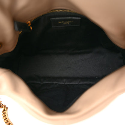 Saint Laurent Lambskin Quilted Small Loulou Puffer Monogram Chain Satchel Dark Beige 5 of 10