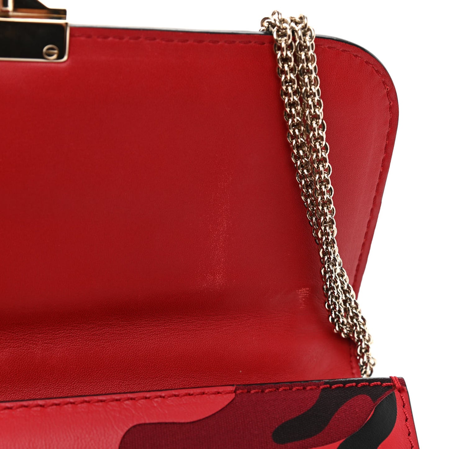 Nappa Canvas Camouflage Medium Glam Lock Rockstud Flap Red