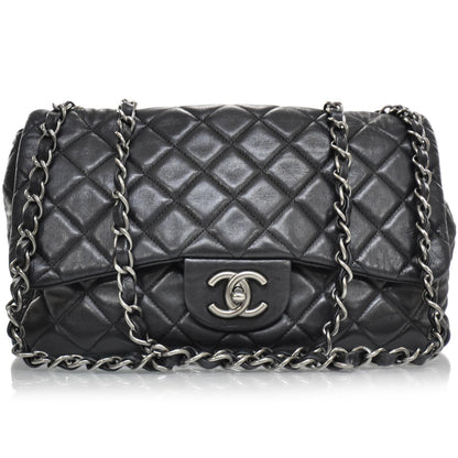 Chanel Lambskin Quilted Jumbo Flap Black SHW 1 of 8