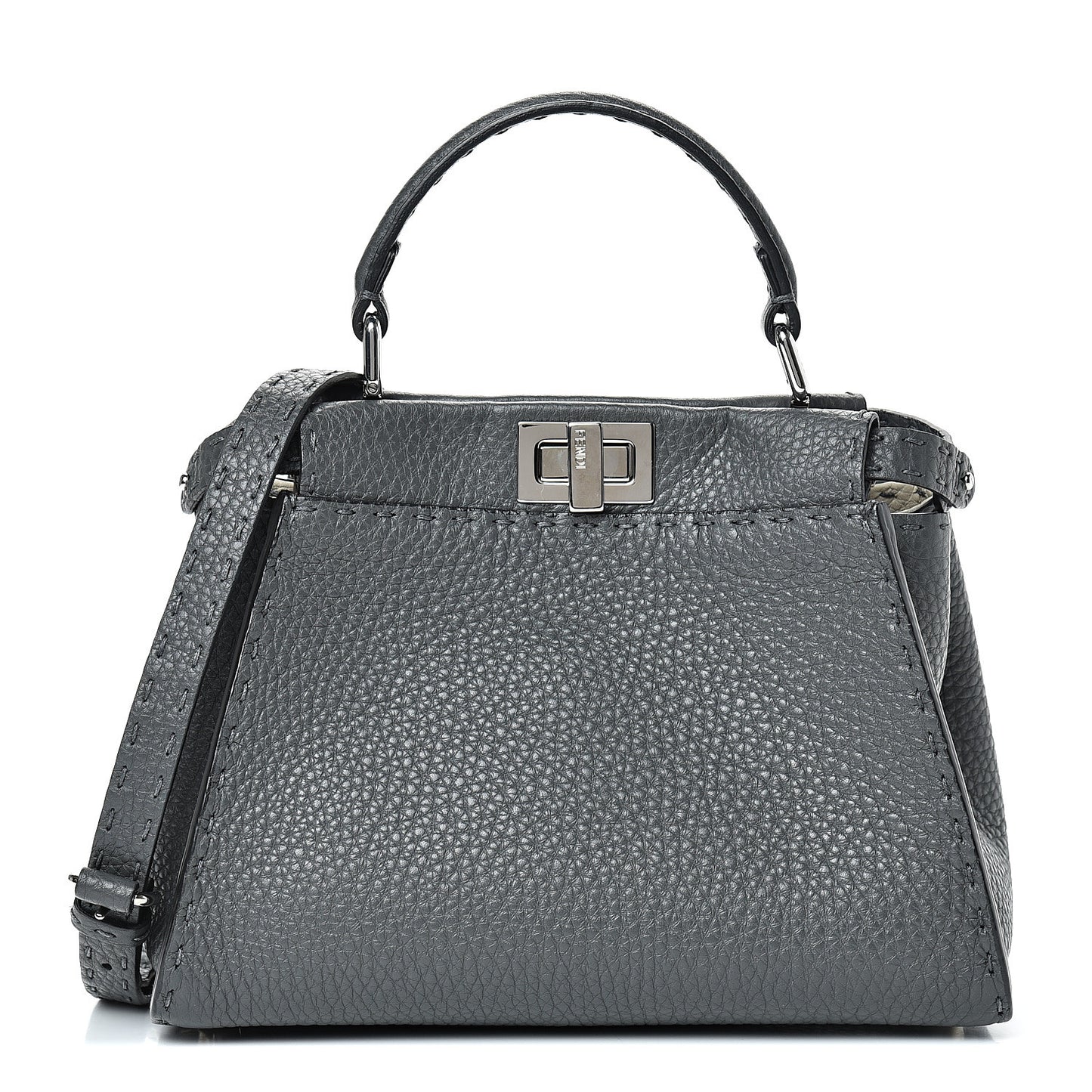 Cuoio Romano Selleria Bi-Color Mini Peekaboo Iconic Satchel Asfalto Latte