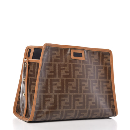 Fendi Glazed Fabric Vitello Century FF 1974 Stamp Patch Mini Peekaboo Defender Cover Mogano Panna Caramello 3 of 11
