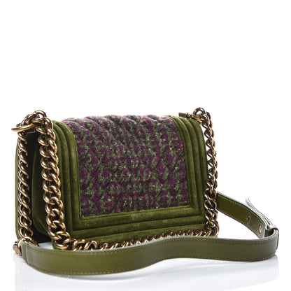 Chanel Velvet Tweed Small Boy Flap Green 3 of 12