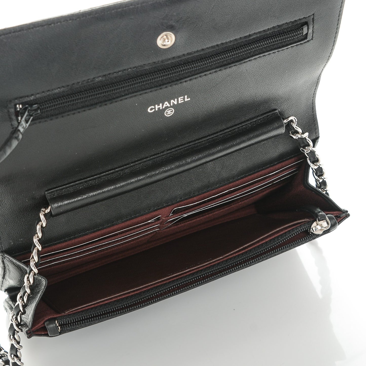 Lambskin Quilted Wallet On Chain WOC Black