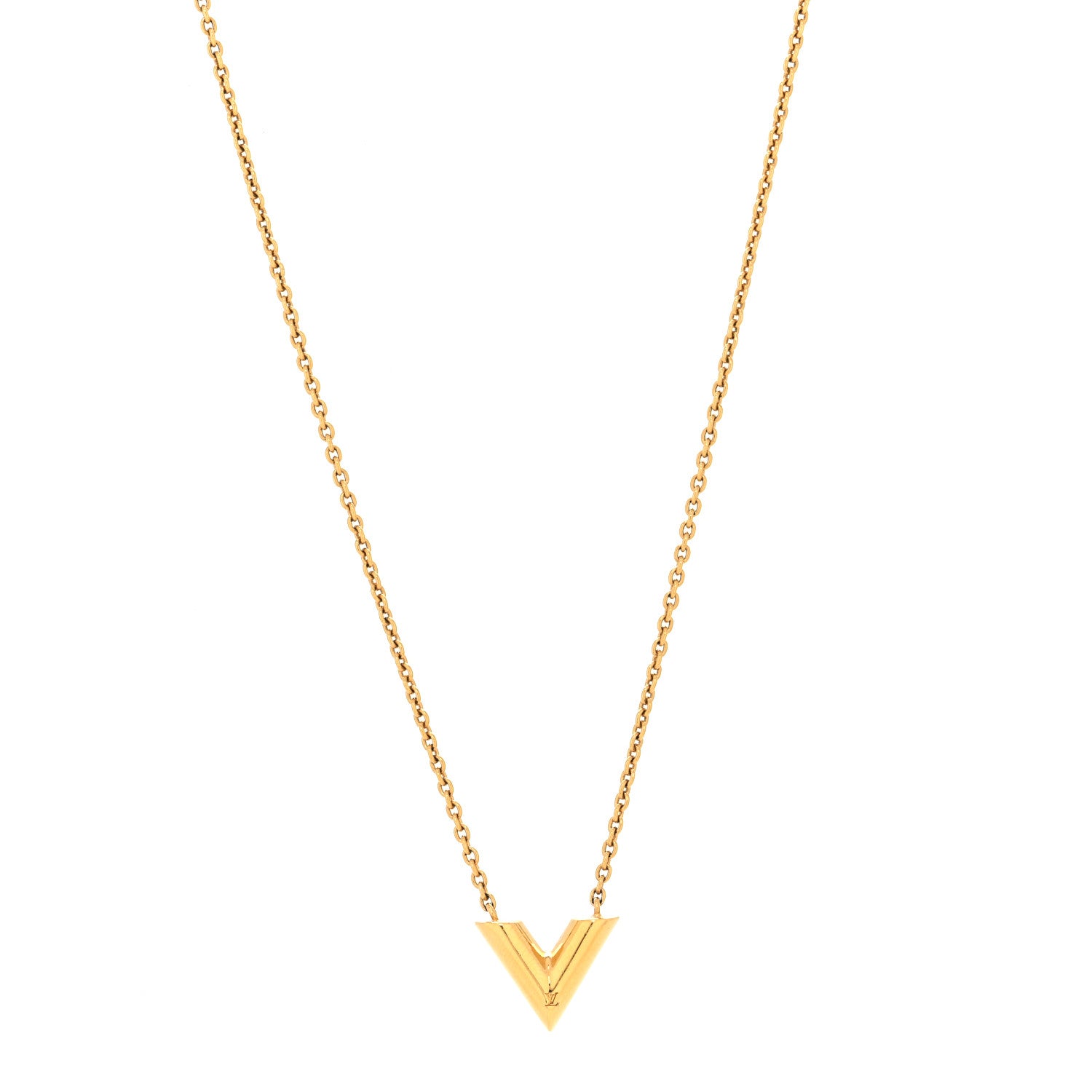 Louis Vuitton Brass Essential V Necklace Gold 2 of 6