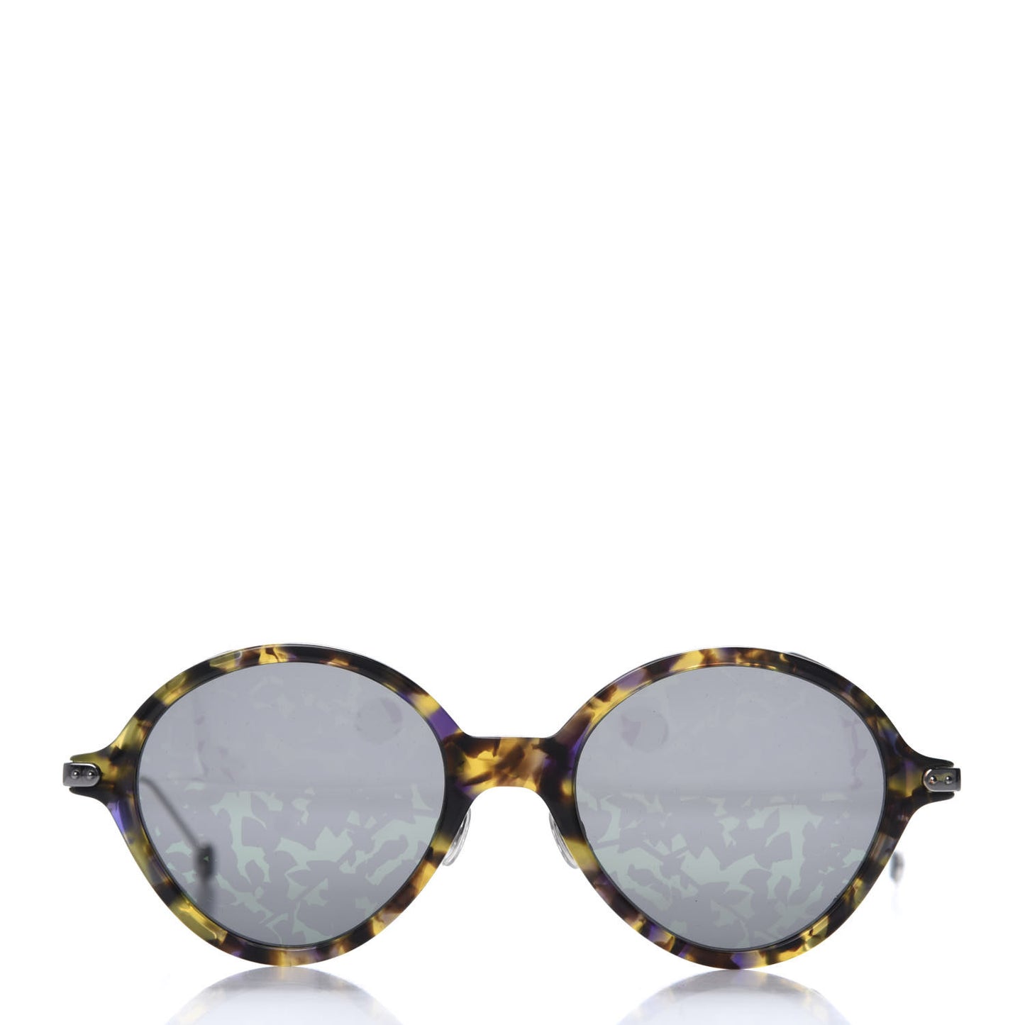 Acetate Leaf Print Umbrage Round Sunglasses Green Foliage