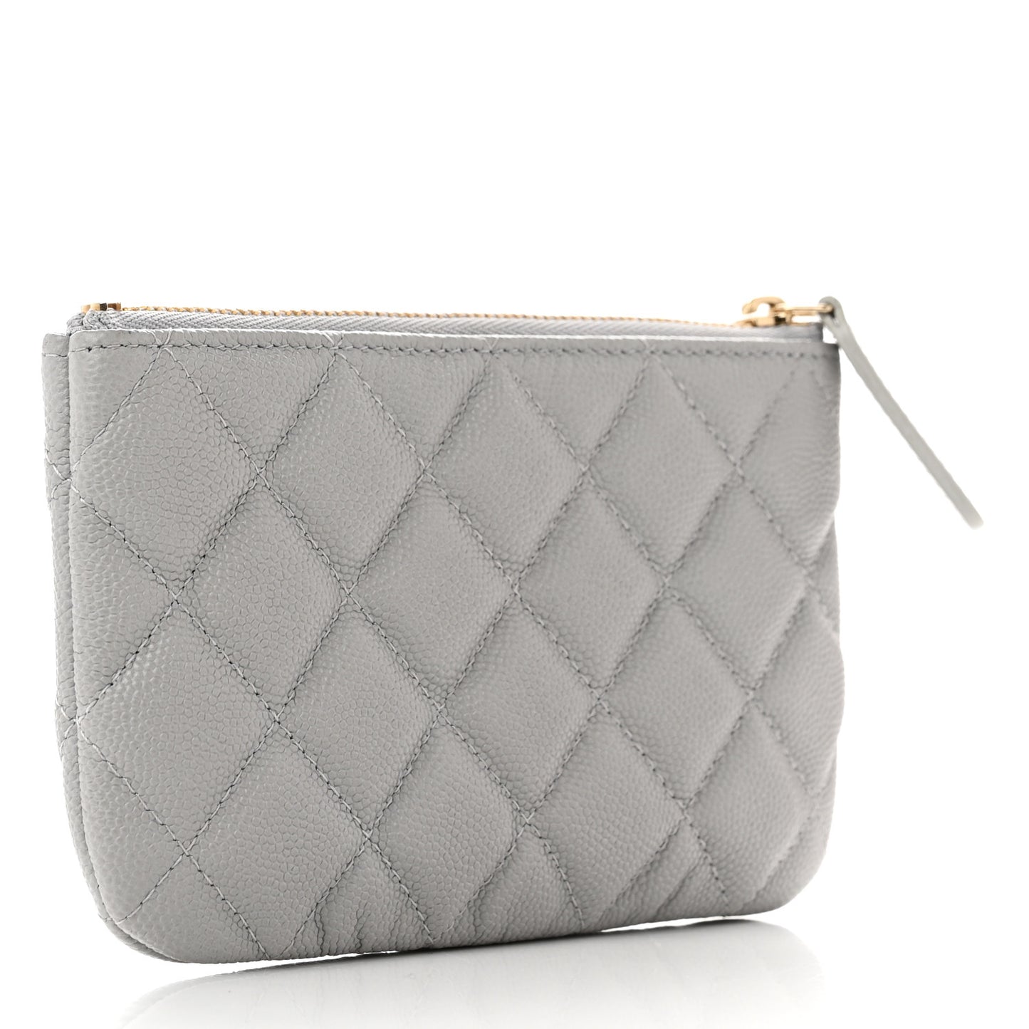 Caviar Quilted Small Cosmetic Case Grey