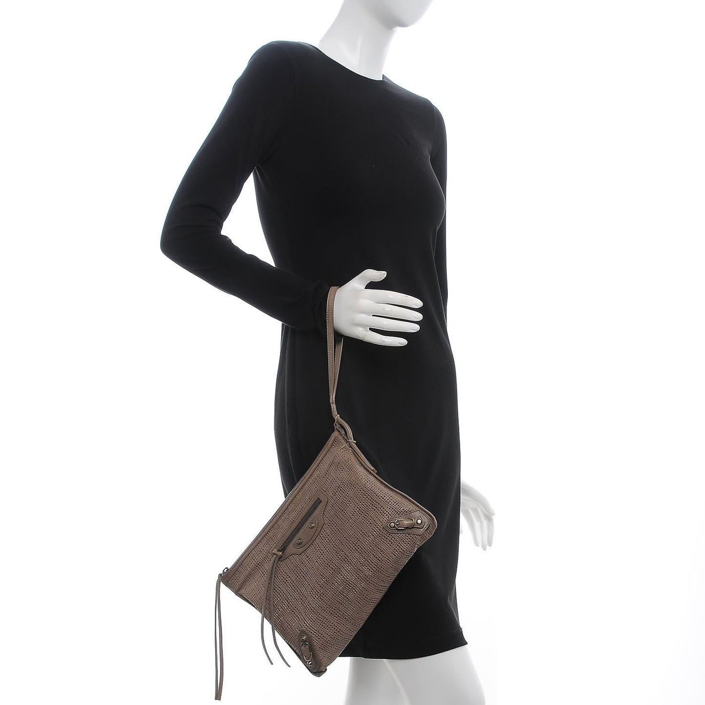 Natte Papier Wristlet Bag Gris Poivre