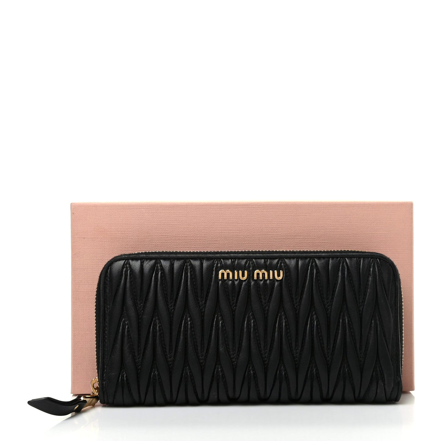 Matelasse Zip Around Wallet Black