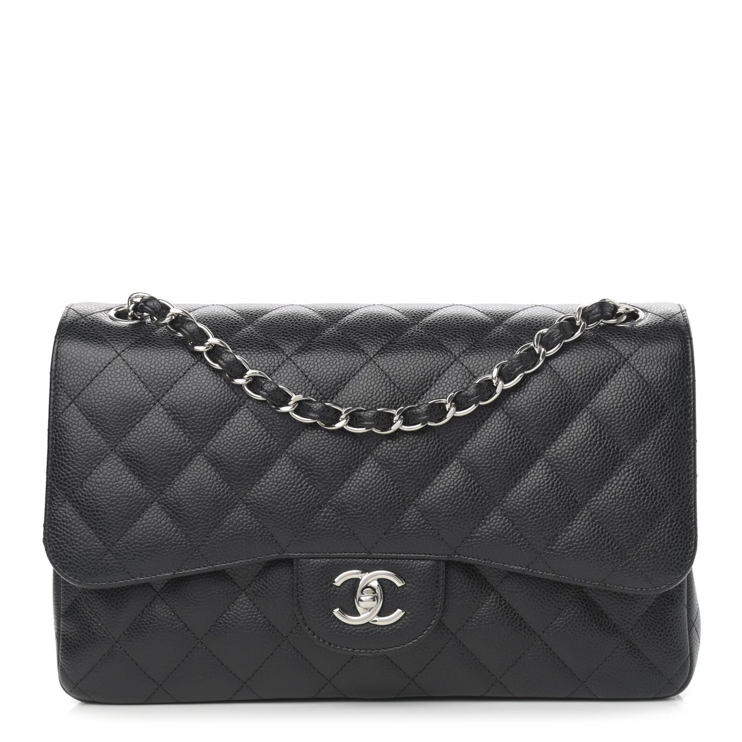 Caviar Quilted Jumbo Double Flap Black