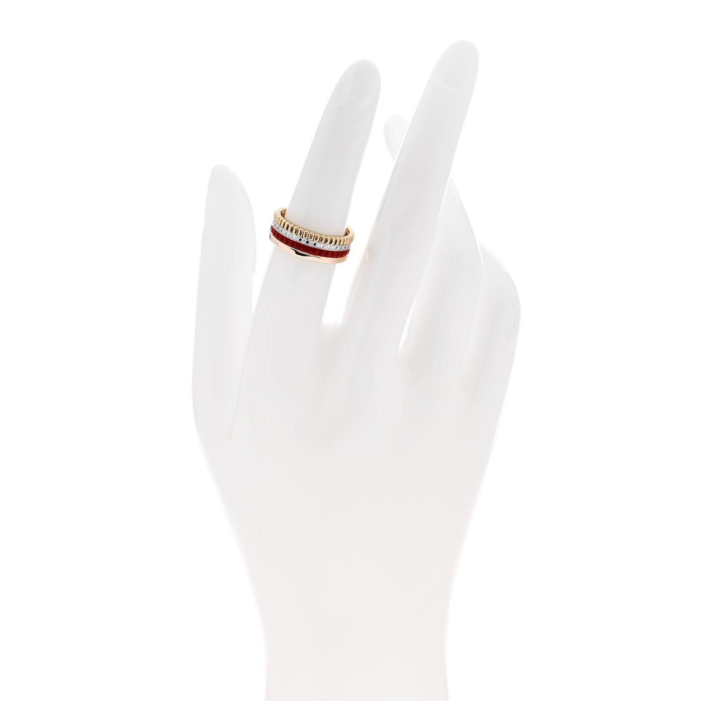 18K Pink Yellow White Gold PVD Diamond Small Quatre Classique Ring 52 6 Red