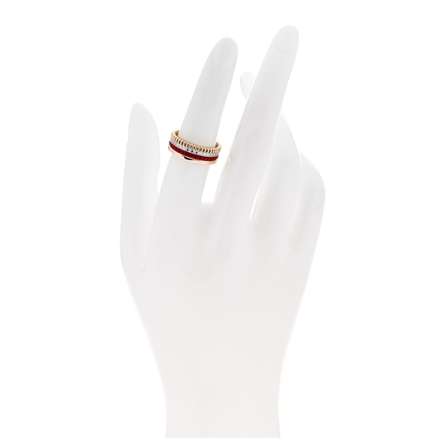 Boucheron 18K Pink Yellow White Gold PVD Diamond Small Quatre Classique Ring 52 6 Red 2 of 6