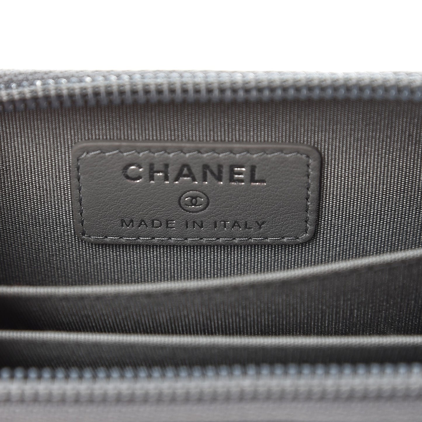 Lambskin Quilted Boy Zip Around Coin Purse Wallet Grey