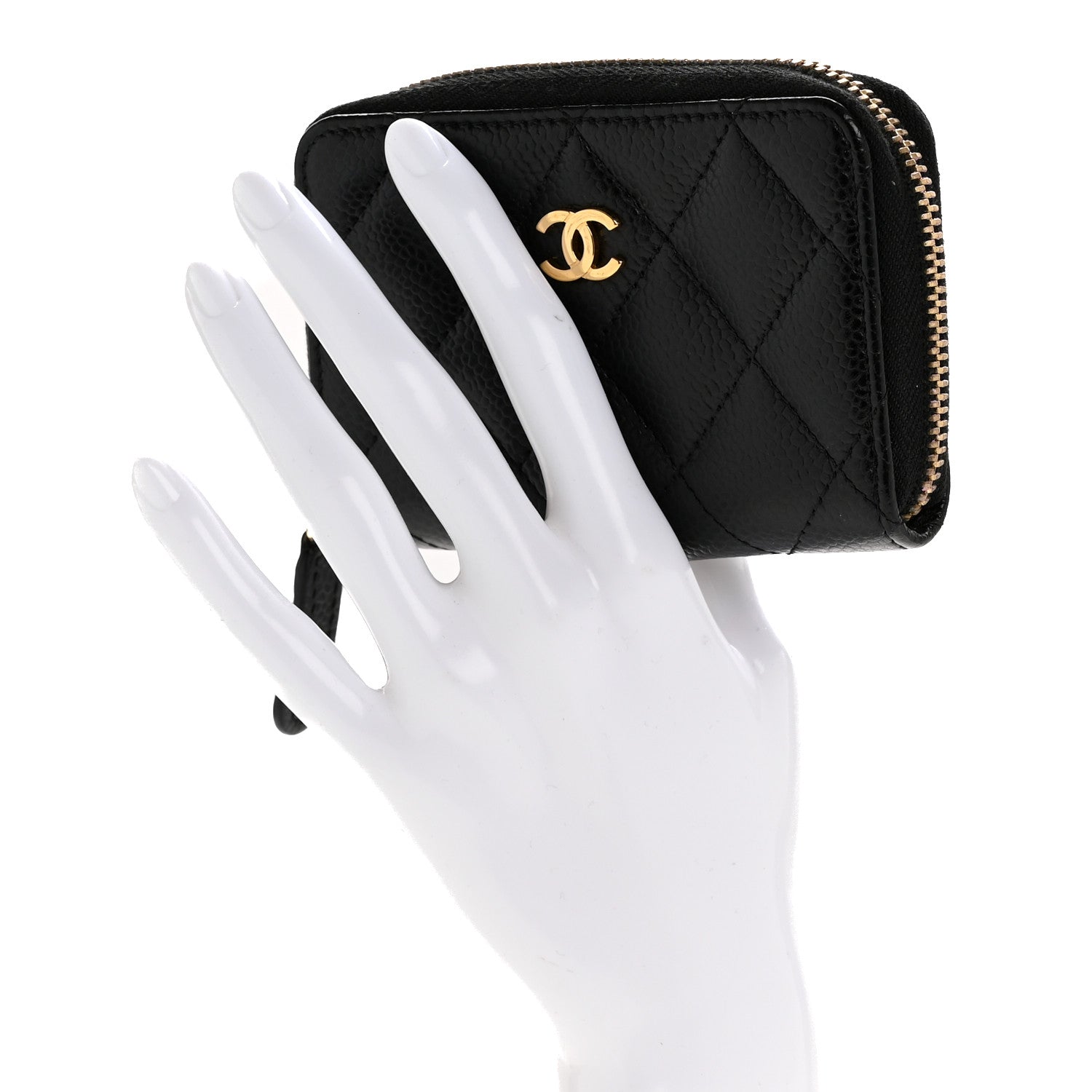 Chanel Caviar Quilted Zip Coin Purse Black 2 of 9