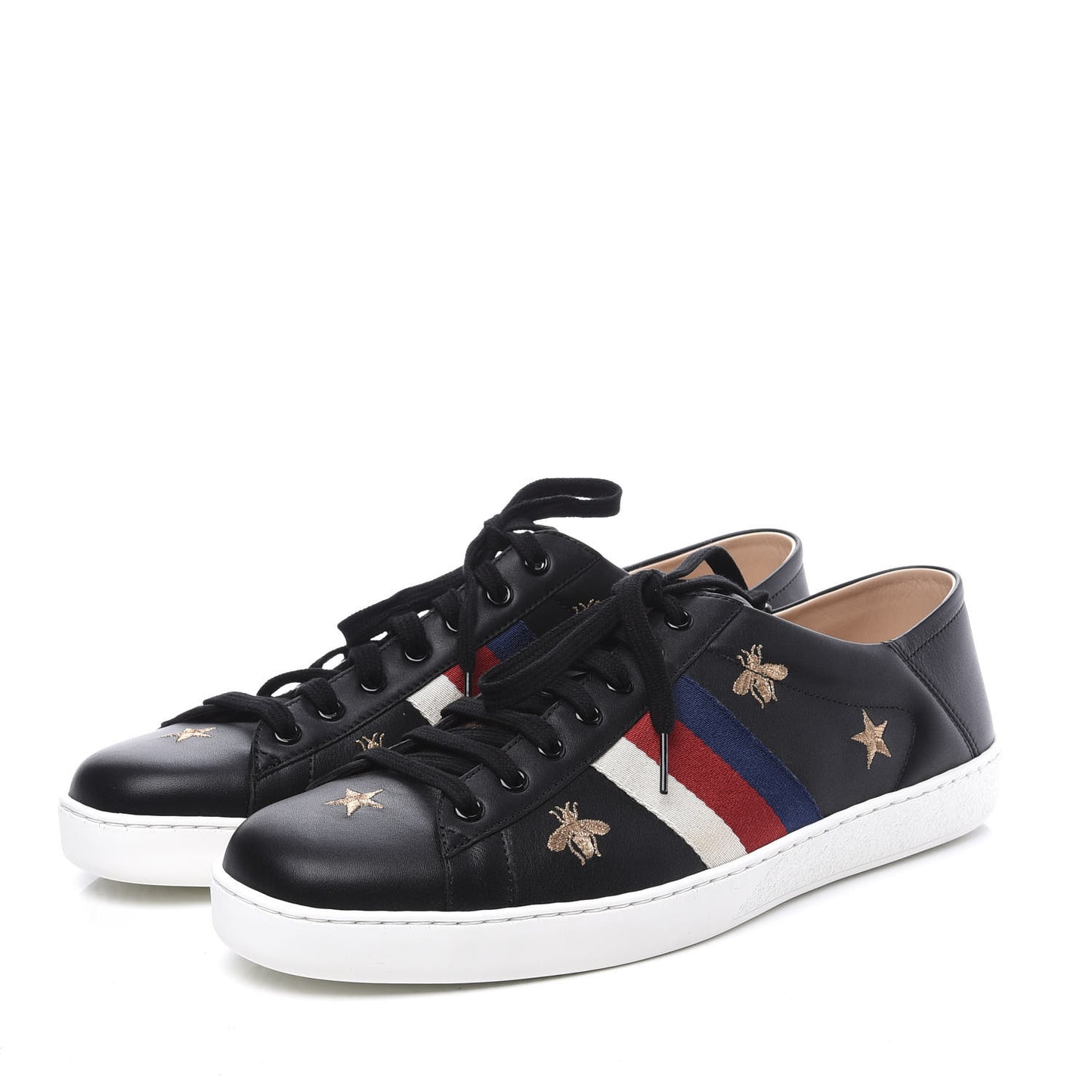 Calfskin Bee Star Embroidered Mens Sylvie Web Ace Sneakers 11 Black