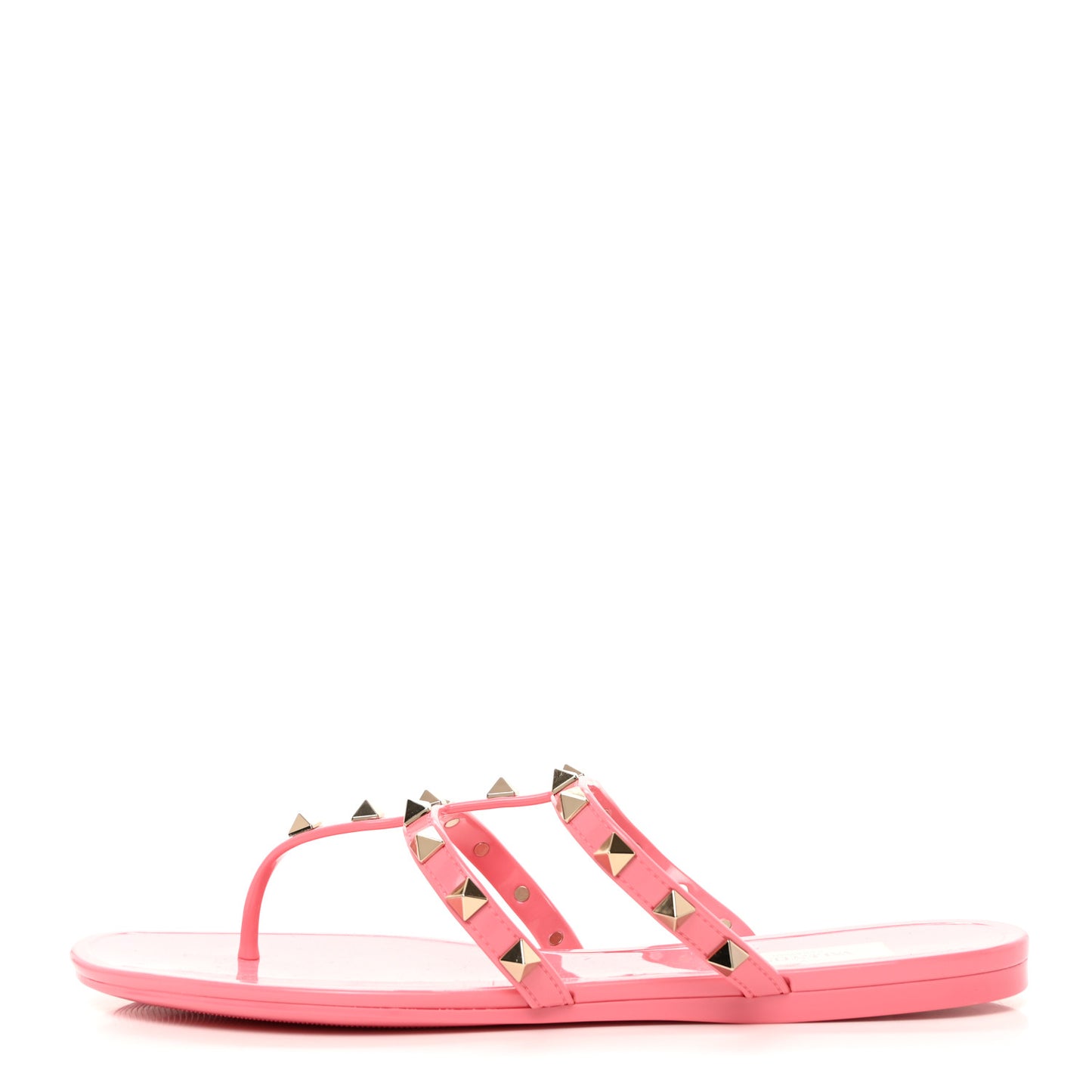 PVC Jelly Rockstud Caged Flat Thong Sandals 39 Dawn Pink
