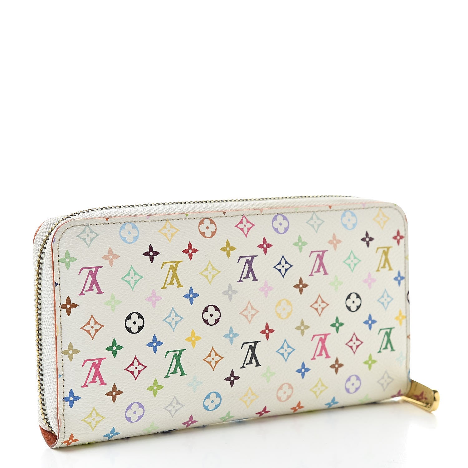 Louis Vuitton Monogram Multicolor Zippy Wallet White Orange 3 of 13