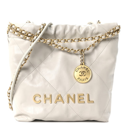 Chanel Shiny Calfskin Quilted Mini Chanel 22 Light Grey 1 of 11