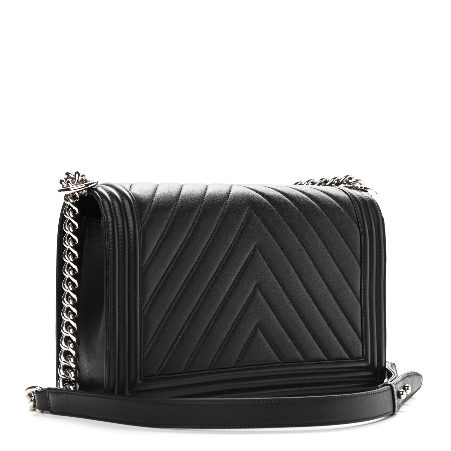Chanel Calfskin Chevron Quilted Medium Boy Flap Black 3 of 11