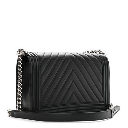 Chanel Calfskin Chevron Quilted Medium Boy Flap Black 3 of 11