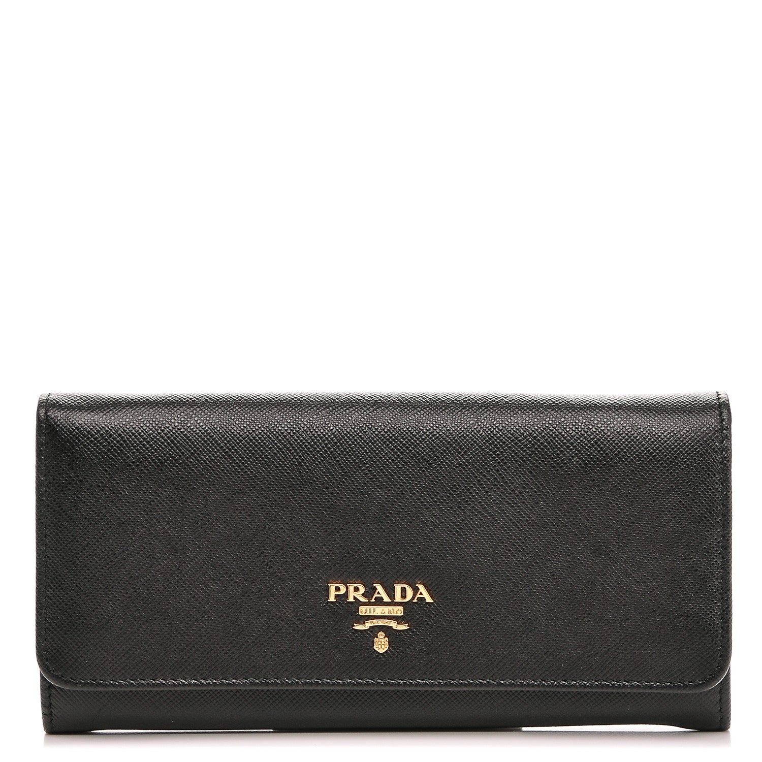 Prada Saffiano Metal Continental Flap Wallet Nero Black 1 of 7
