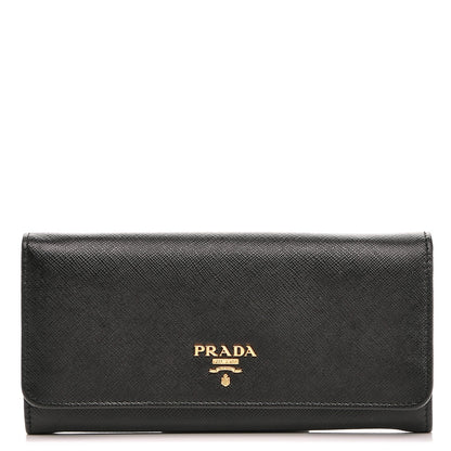 Prada Saffiano Metal Continental Flap Wallet Nero Black 1 of 7