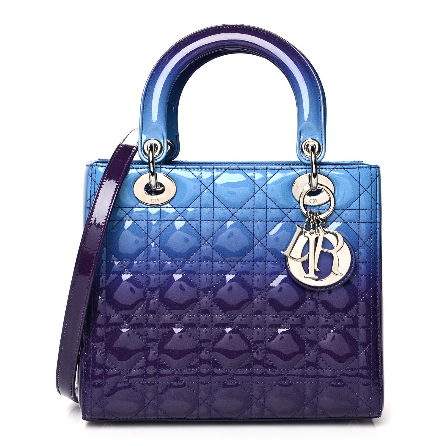 Christian Dior Patent Cannage Gradient Medium Lady Dior Purple Blue 1 of 12