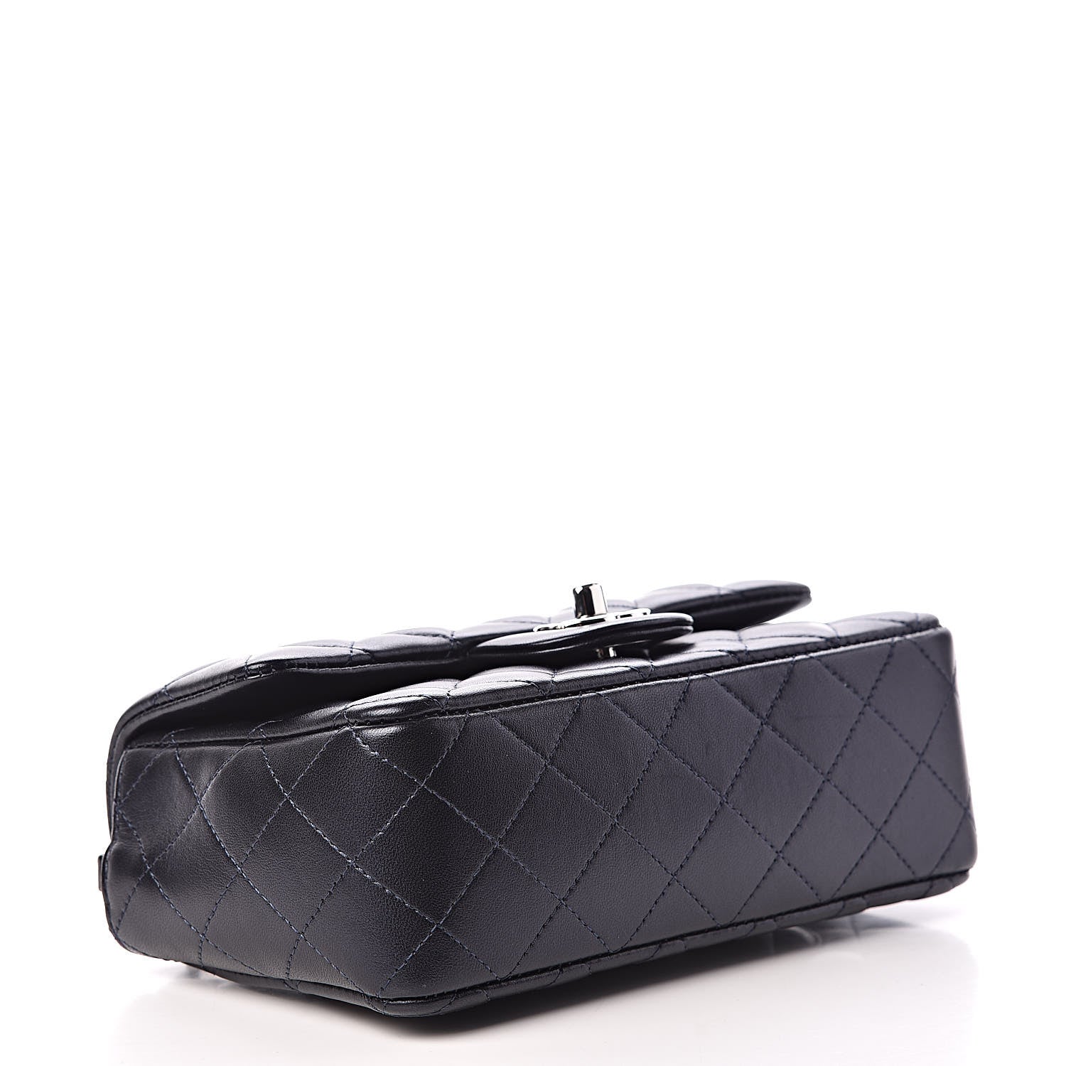 Chanel Metallic Lambskin Quilted Mini Rectangular Flap Navy 4 of 11