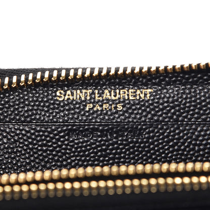 Saint Laurent Grain De Poudre Matelasse Chevron Monogram Zip Around Wallet Black 6 of 8