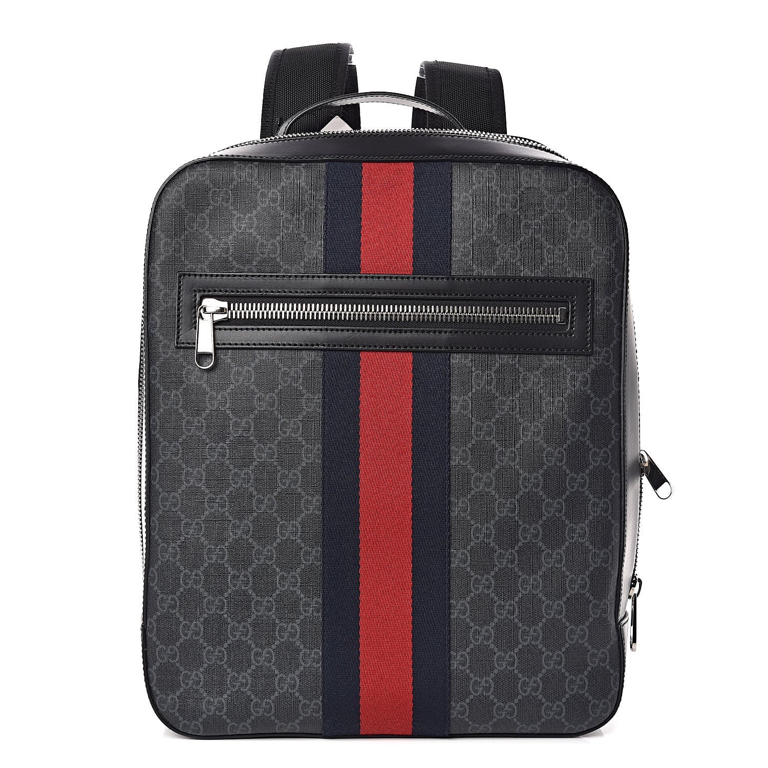 Gucci GG Supreme Monogram Web Tote Backpack Black Grey 1 of 9