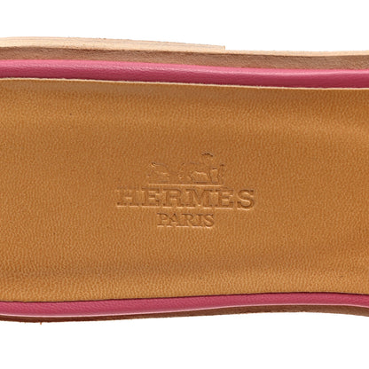 Hermes Box Calfskin Oran Sandals 39 Rose Petale 6 of 8