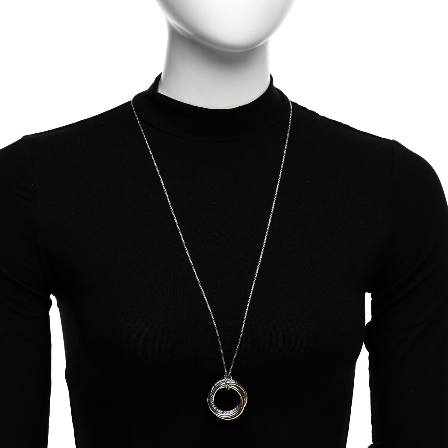 Sterling Silver 14K Yellow Gold 37mm Crossover Pendant Necklace